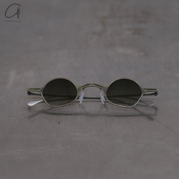 Rigards Copper Titanium Hand-polished Shaped Frame Eyeglasses RG1923CU Series RG-RG1923CU-YSJBL Jade Gradient Green Lenses
